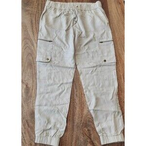 Banana Republic Pants Womens Medium Beige Soft Cargo Jogger Lyocell Twill Cuffed